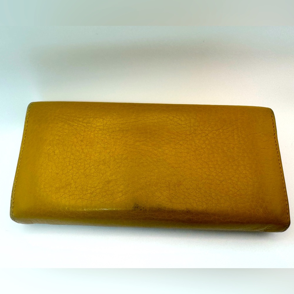 Gucci Continental Wallet Flora Goldenrod Leather W Rare Floral Canvas Lining - Picture 4 of 12